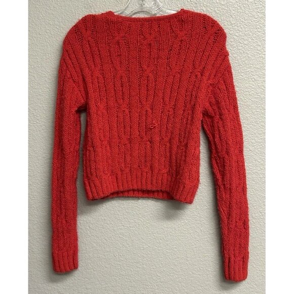 Cupcake Clothing LTD Cable Open Knit V-neck Sweater Red Women's Size Small NWT - Picture 5 of 10